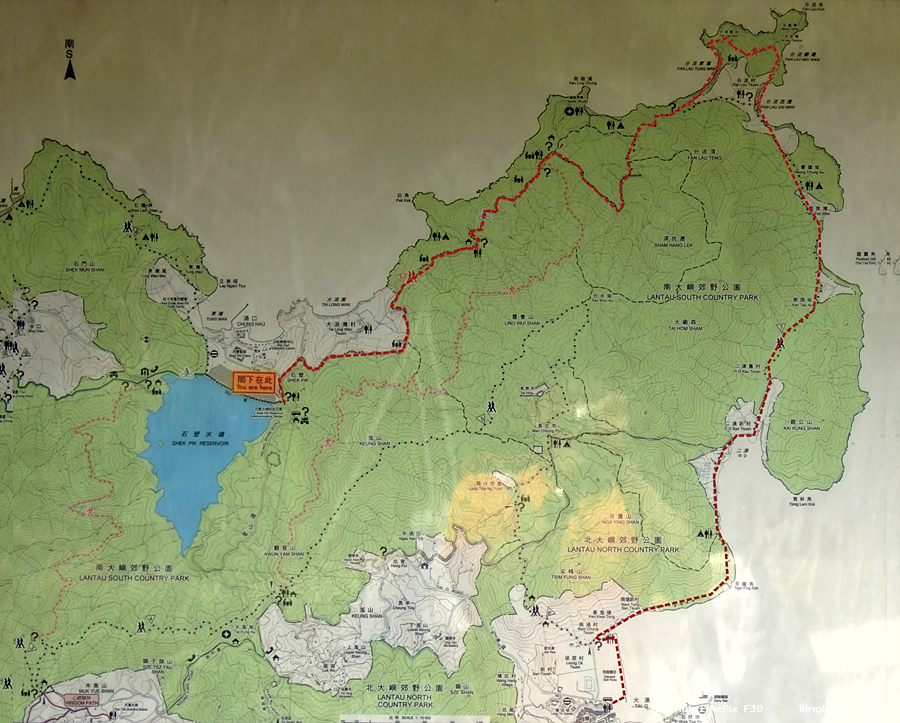 map.jpg - 石壁水塘 => 狗嶺涌 => 分流 => 煎魚灣 => 二澳 => 大澳Shek Pik => Kau Ling Chung => Fan Lau => Tsin Yue Wan => Yi O => Tai O